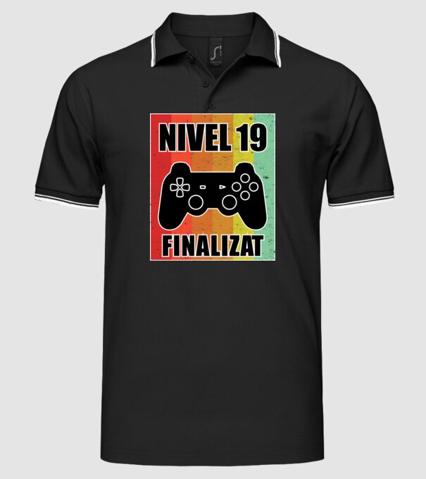 Nivel 19 finalizat model negru pe tricou