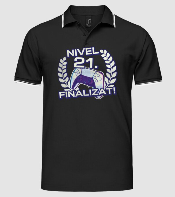 Nivel 21 finalizat! model negru pe tricou
