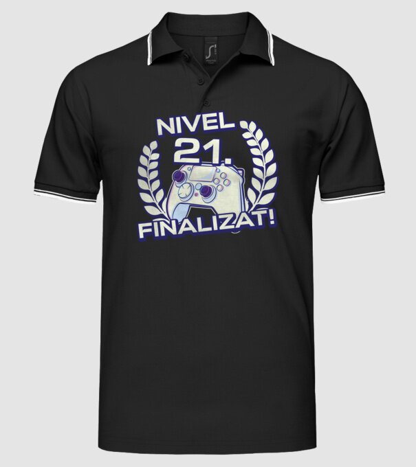 Nivel 21 finalizat! model negru pe tricou