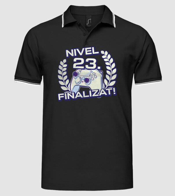 Nivel 23 finalizat! model negru pe tricou