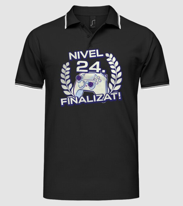 Nivel 24 finalizat! model negru pe tricou
