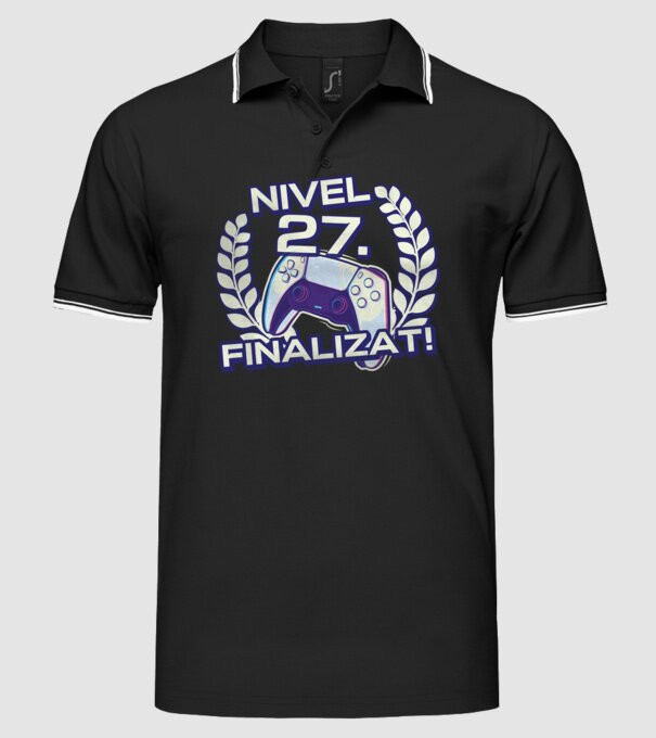 Nivel 27 finalizat! model negru pe tricou