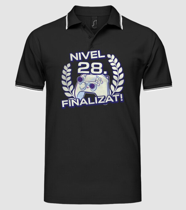 Nivel 28 finalizat! model negru pe tricou