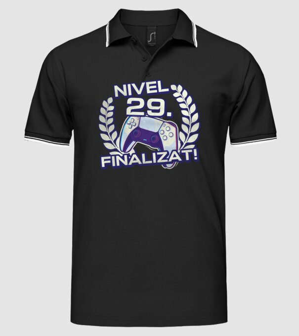Nivel 29 finalizat! model negru pe tricou