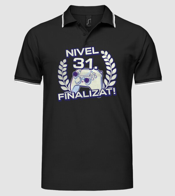 Nivel 31 finalizat! model negru pe tricou