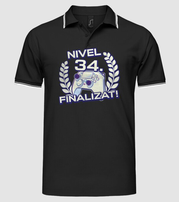 Nivel 34 finalizat! model negru pe tricou