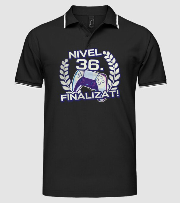 Nivel 36 finalizat! model negru pe tricou