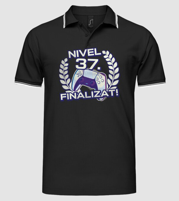 Nivel 37 finalizat! model negru pe tricou