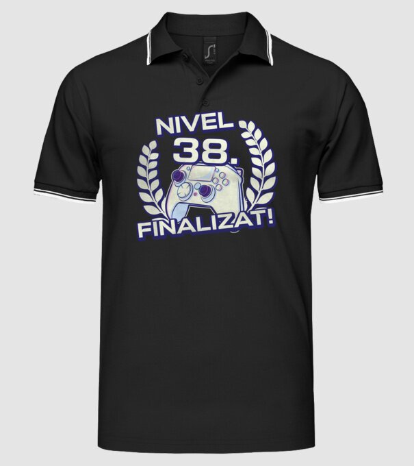 Nivel 38 finalizat! model negru pe tricou