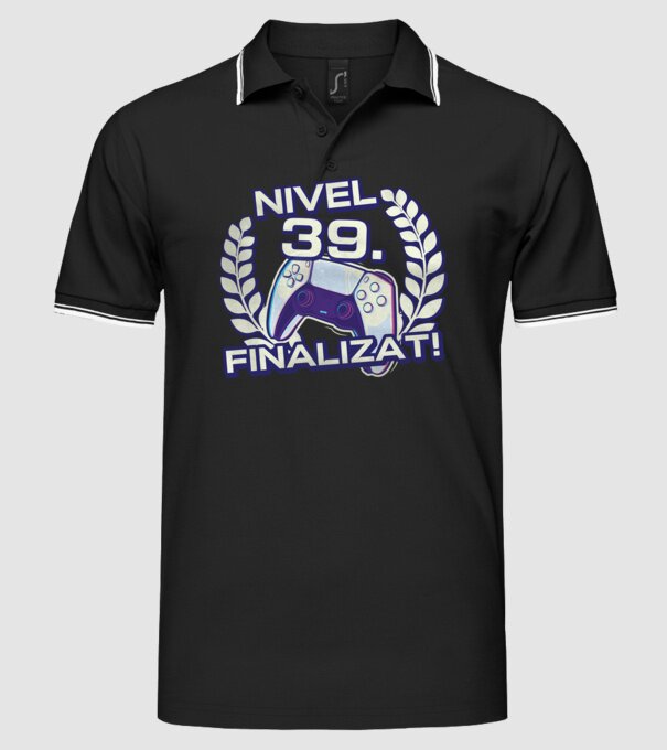 Nivel 39 finalizat! model negru pe tricou