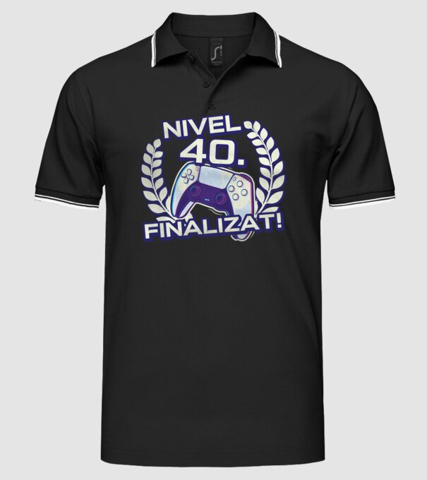 Nivel 40 finalizat! model negru pe tricou