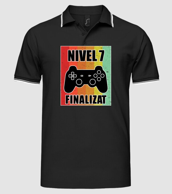 Nivel 7 finalizat model negru pe tricou