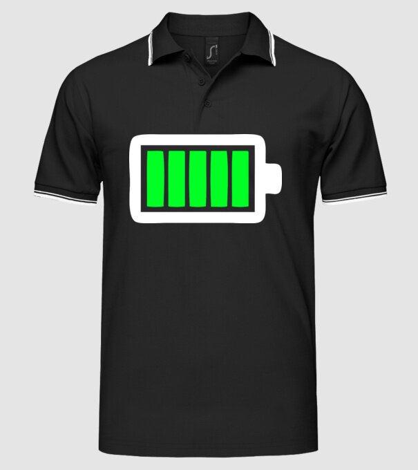 Nivel baterie complet model negru pe tricou