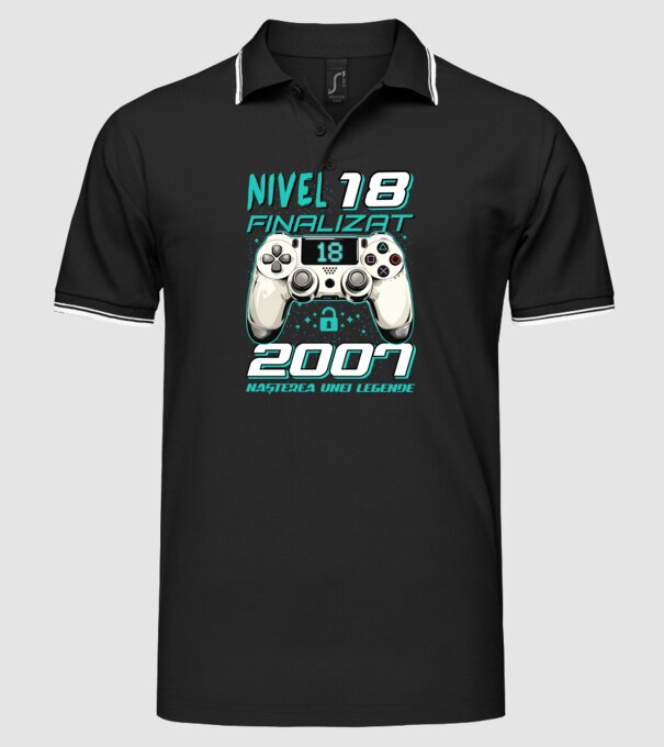 Nivel finalizat 18 2007 model negru pe tricou