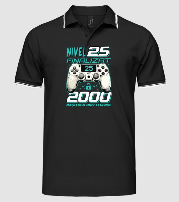 Nivel finalizat 25 2000 model negru pe tricou