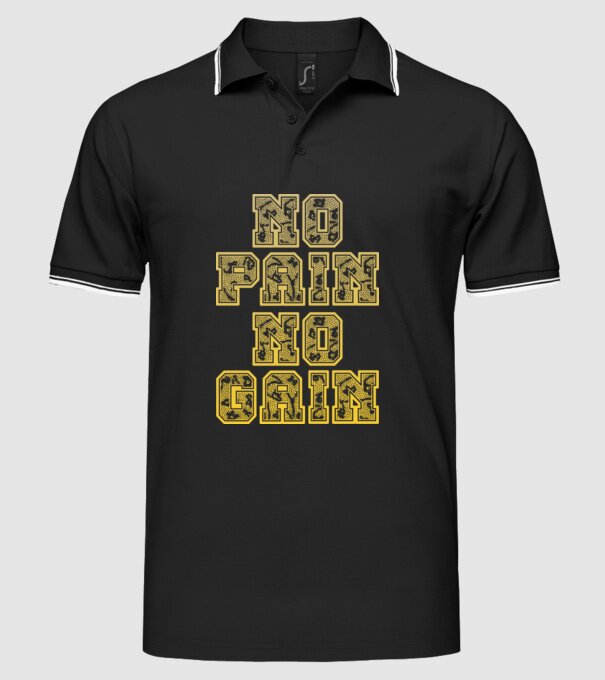No Pain No Gain model negru pe tricou