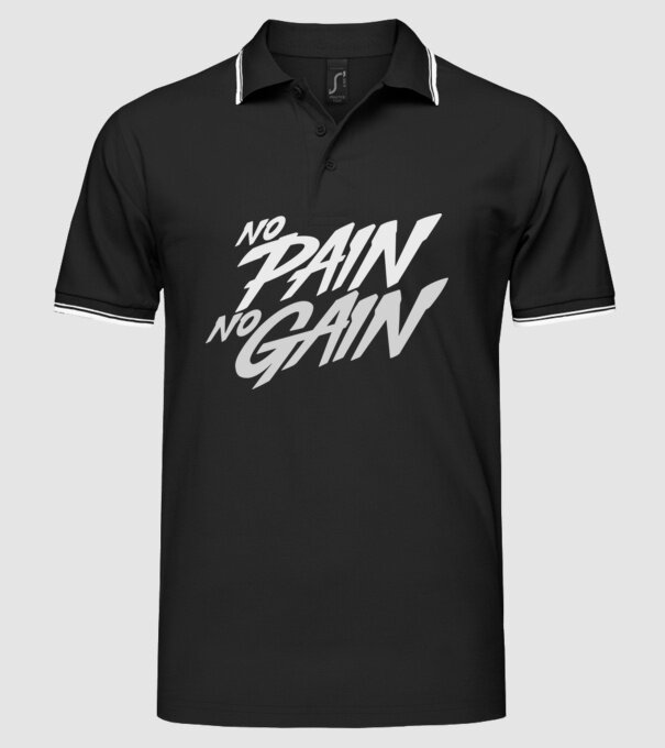 No Pain No Gain typography model negru pe tricou