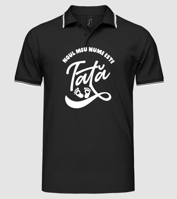 Noul meu nume este Tată model negru pe tricou