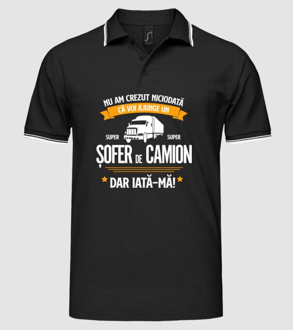 nu am crezut niciodată că voi ajunge un super șofer de camion, dar iată-mă! model negru pe tricou