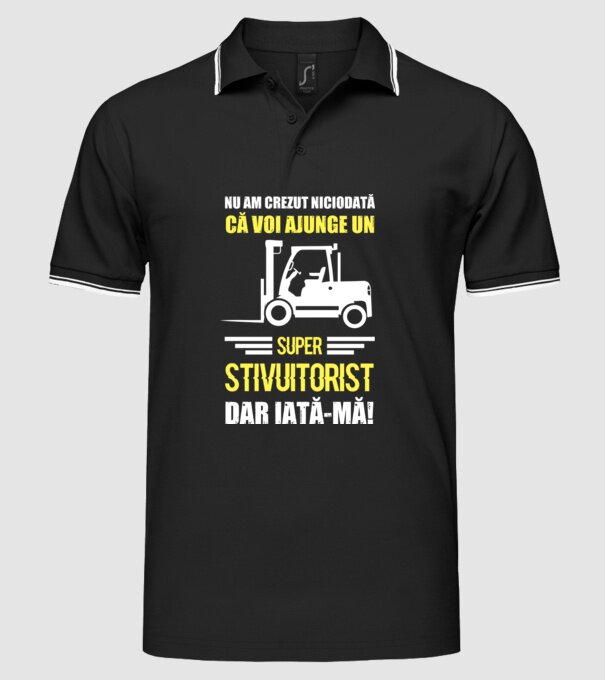 nu am crezut niciodată că voi ajunge un super stivuitorist, dar iată-mă D1455447 model negru pe tricou