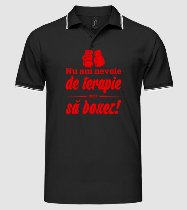 Nu am nevoie de terapie! Doar să boxez. model negru pe tricou