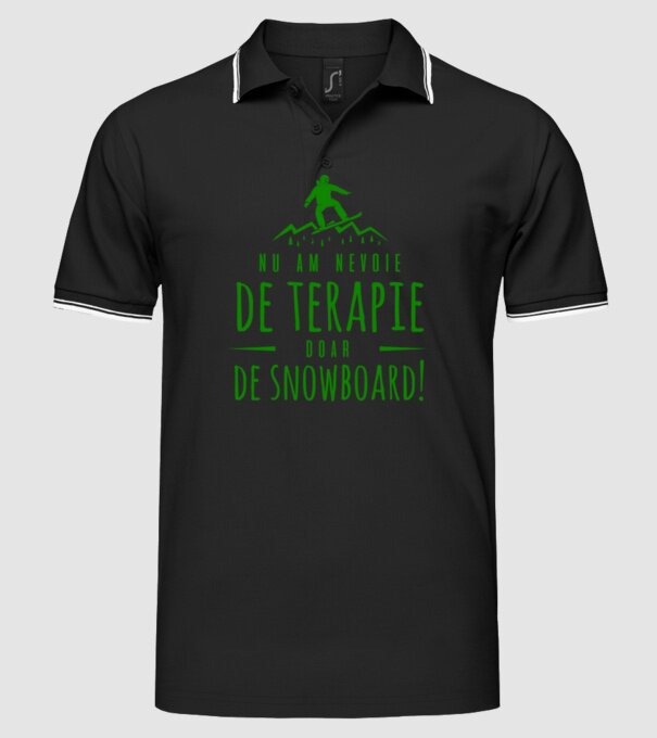 nu am nevoie de terapie doar de snowboard! model negru pe tricou