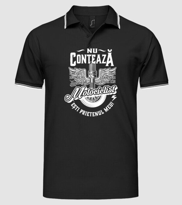 Nu contează cine ești, de unde vii sau care este stilul tău, dacă ești motociclist ești prietenul meu! model negru pe tricou