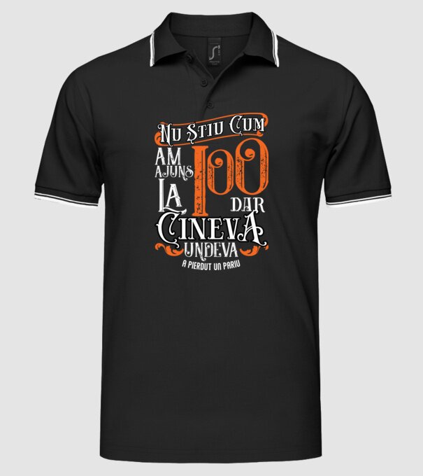 Nu știu cum am ajuns la 100, dar cineva, undeva, a pierdut un pariu model negru pe tricou