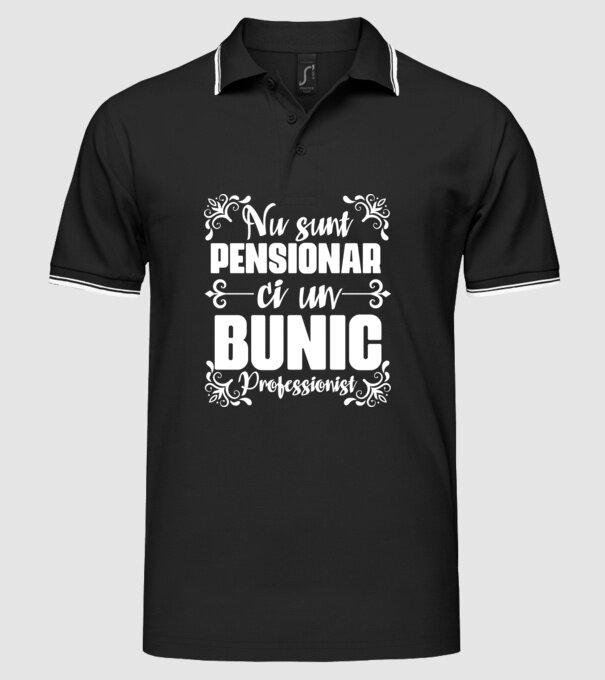 Nu sunt_pensionar, ci un bunic profesionist model negru pe tricou