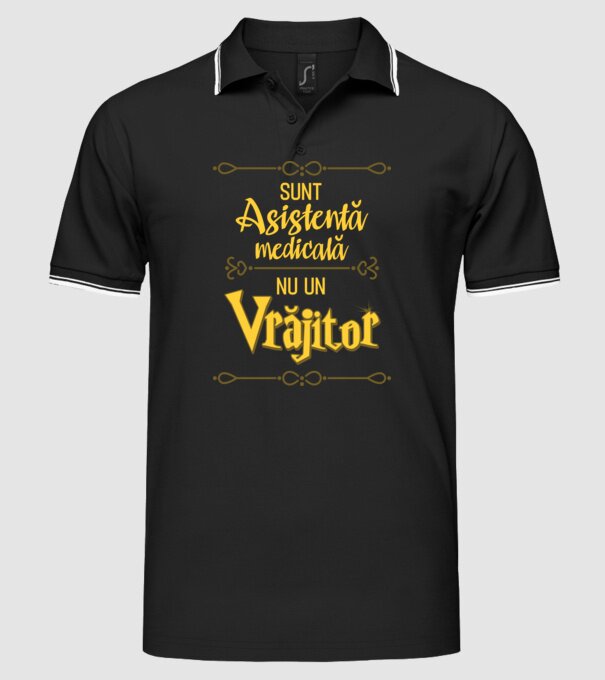 Sunt asistentă medicală, nu o vrăjitoare model negru pe tricou