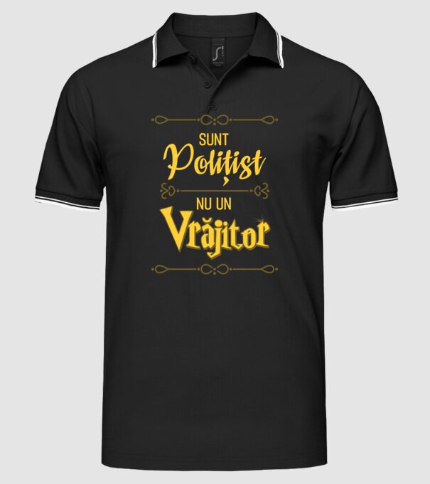 Sunt polițist, nu un vrăjitor model negru pe tricou