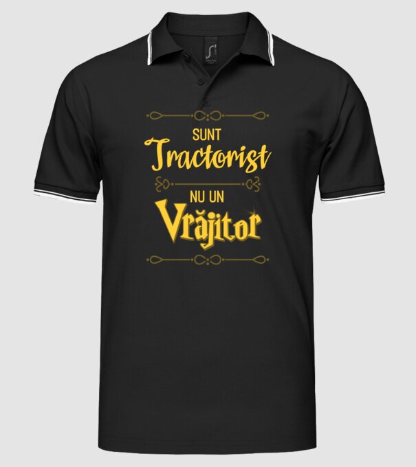 Sunt tractorist, nu un vrăjitor model negru pe tricou