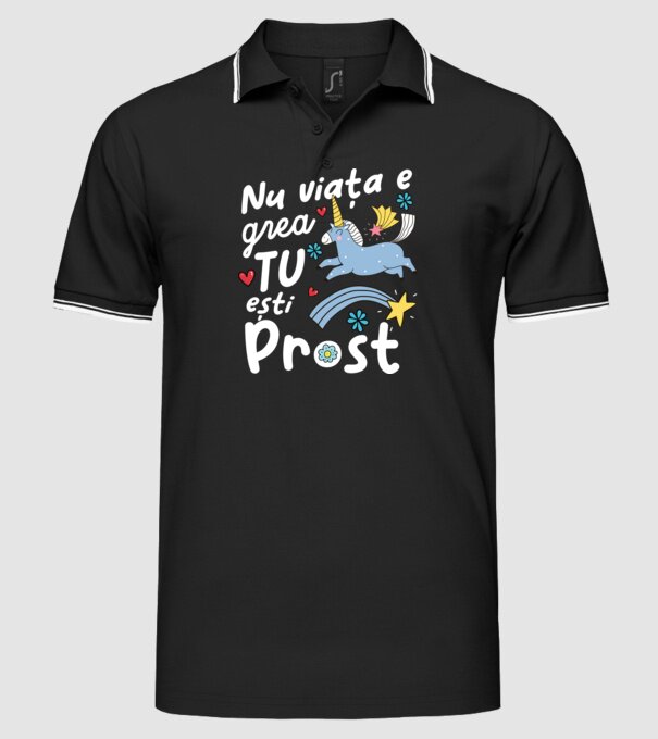 Nu viața e grea, tu ești prost model negru pe tricou