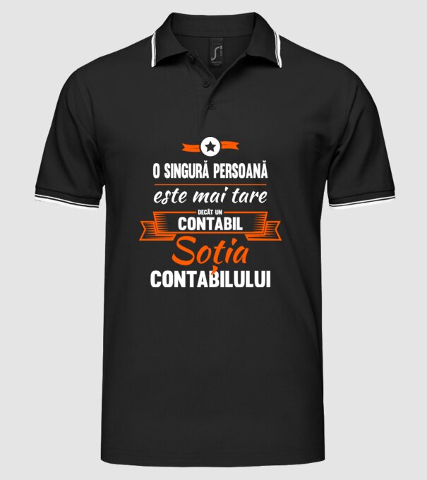 O singură persoană este mai tare decât un contabil, soția contabilului model negru pe tricou