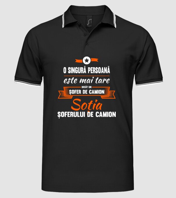 O singură persoană este mai tare decât un șofer de camion, soția șoferului de camion model negru pe tricou