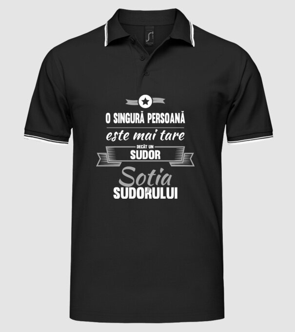 O singură persoană este mai tare decât un la un sudor, soția sudorului model negru pe tricou