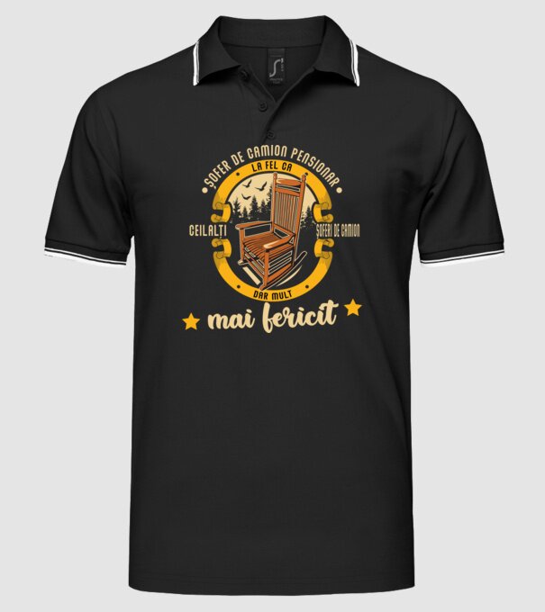 ȘOFER DE CAMION pensionar - la fel ca ceilalți șoferi de camion, dar mult mai fericit model negru pe tricou