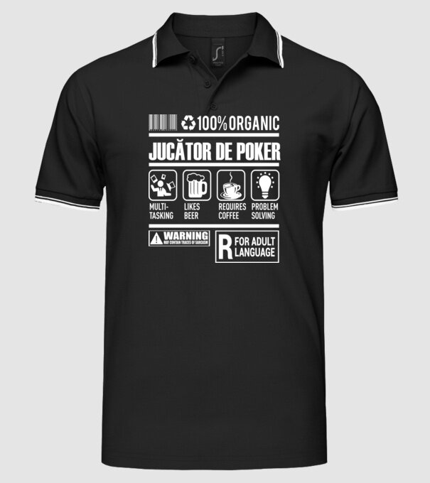 JUCĂTOR DE POKER model negru pe tricou