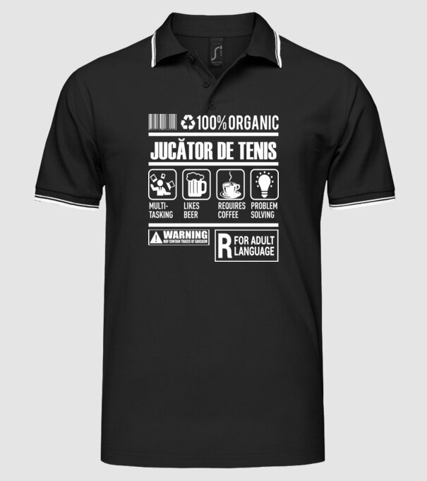 JUCĂTOR DE TENIS model negru pe tricou