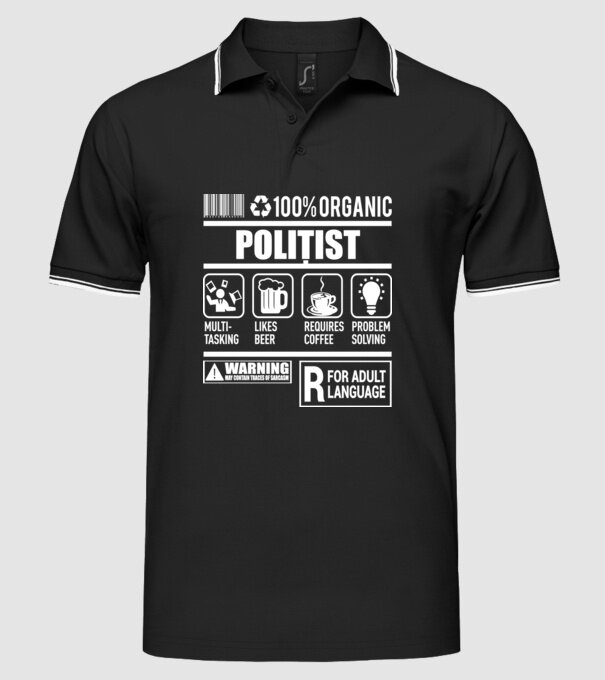organic POLIȚIST model negru pe tricou