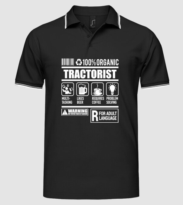 TRACTORIST model negru pe tricou