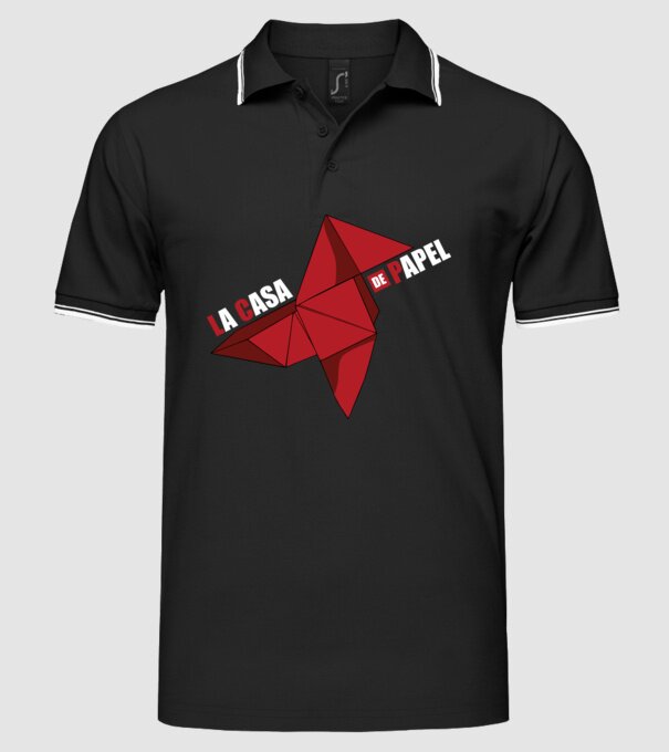 origami la casa de papel model negru pe tricou