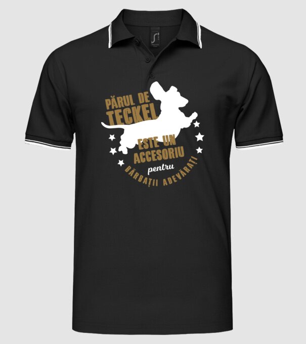 părul de teckel este un accesoriu pentru bărbații adevărați model negru pe tricou