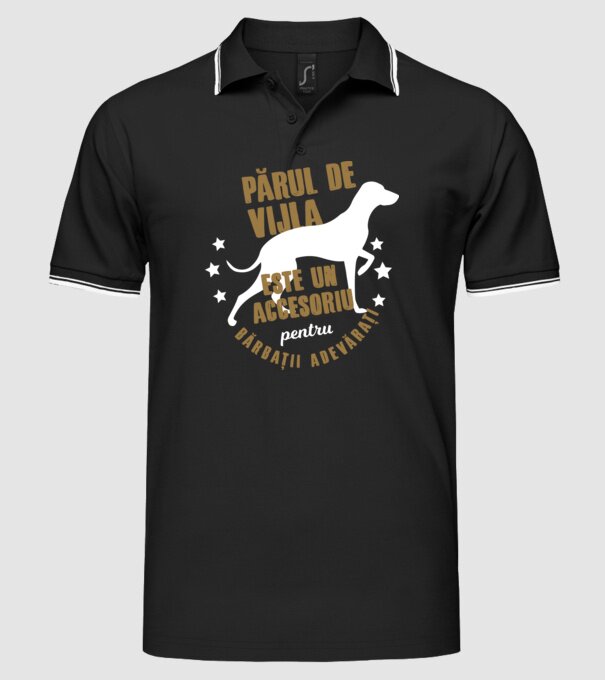 părul de vijla este un accesoriu pentru bărbații adevărați model negru pe tricou
