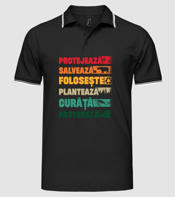 protejează salvează păstrează model negru pe tricou