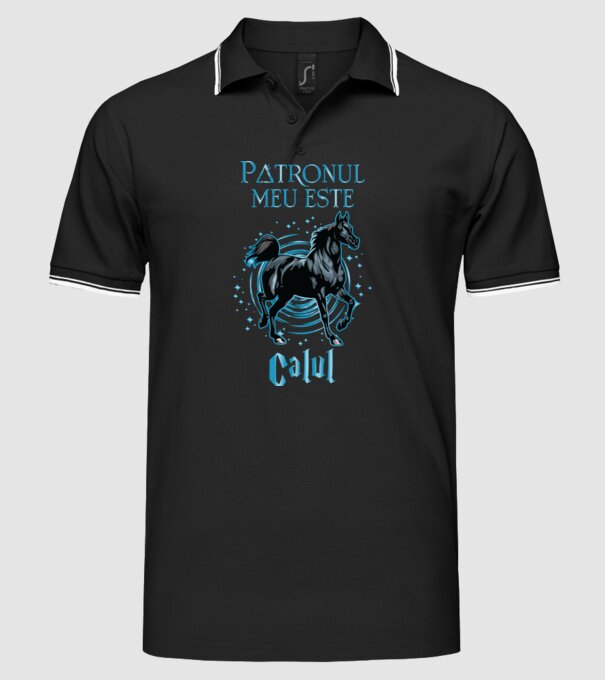 Patronul meu este CALUL model negru pe tricou