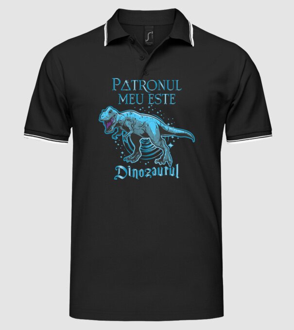 Patronul meu este dinozaurul model negru pe tricou