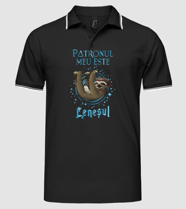 Patronul meu este LENEȘUL model negru pe tricou
