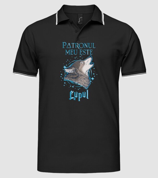 Patronul meu este LUPUL model negru pe tricou