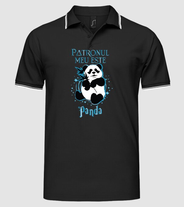 Patronul meu este PANDA model negru pe tricou